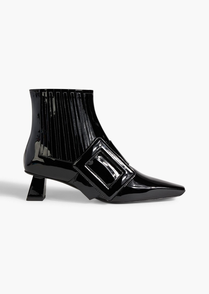 Roger Vivier - Trapeze Extra Vivier buckled patent-leather ankle boots - Black - EU 36