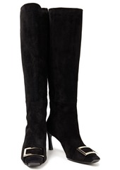 Roger Vivier - Trompette buckle-embellished suede knee boots - Black - EU 40