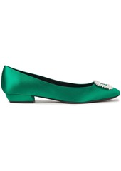 Roger Vivier - Vertigo Diadem embellished satin ballet flats - Green - EU 40