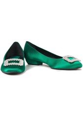 Roger Vivier - Vertigo Diadem embellished satin ballet flats - Green - EU 40