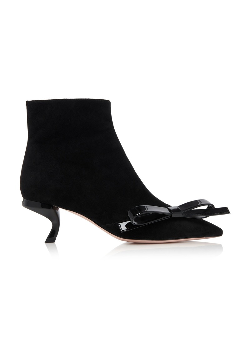 Roger Vivier - Virgule Bow-Embellished Suede Ankle Boots - Black - IT 37 - Moda Operandi