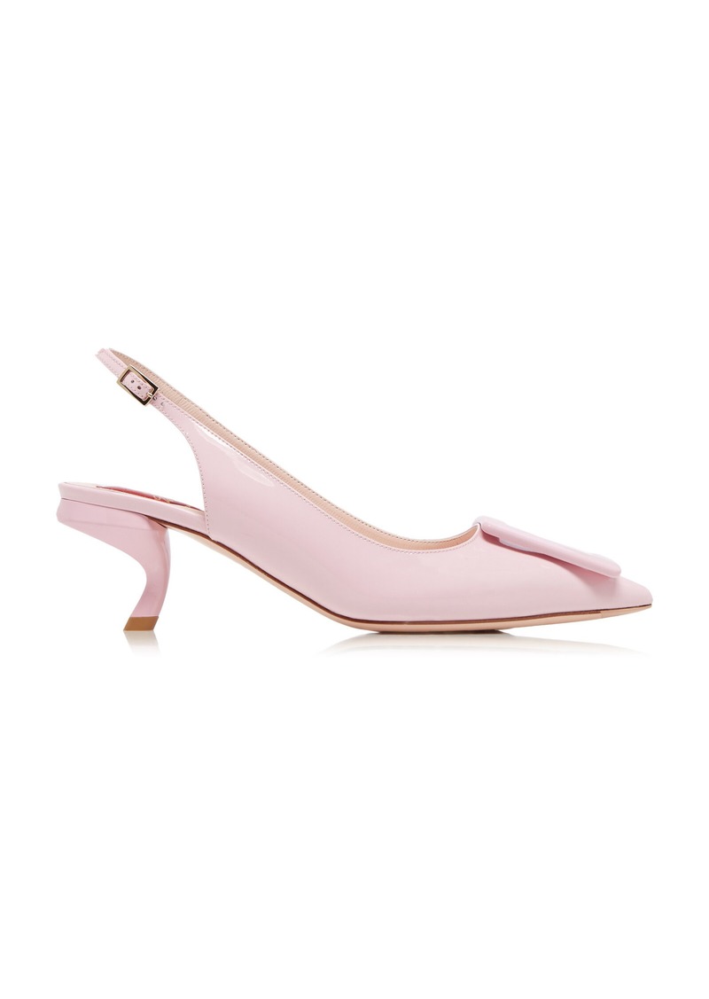 Roger Vivier - Virgule Buckle-Embellished Patent Leather Slingback Pumps - Pink - IT 36.5 - Moda Operandi