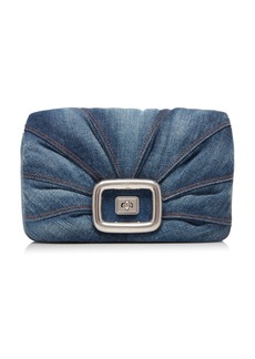 Roger Vivier - Viv' Choc Me Silver-Tone Denim Bag - Blue - OS - Moda Operandi