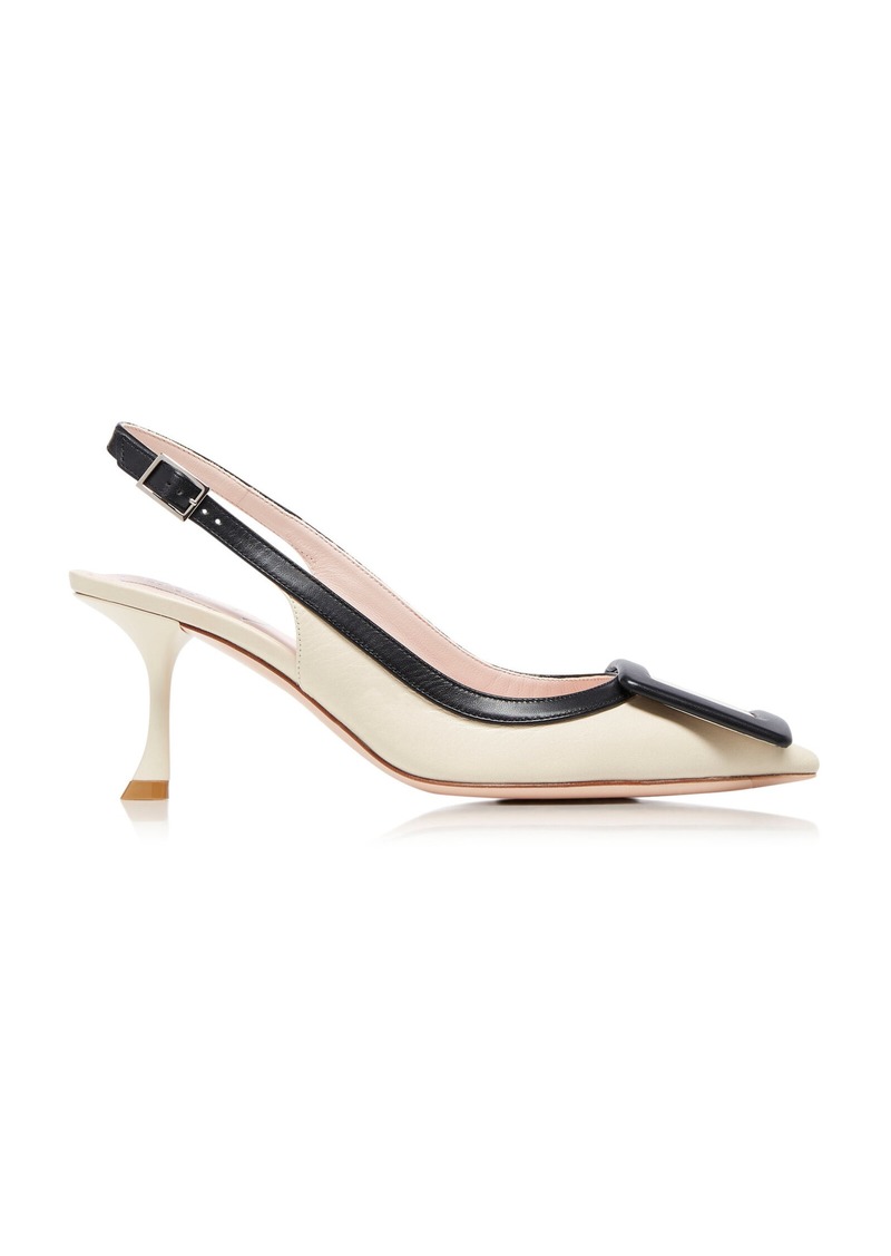 Roger Vivier - Viv In The City Leather Slingback Pumps - Neutral - IT 39 - Moda Operandi