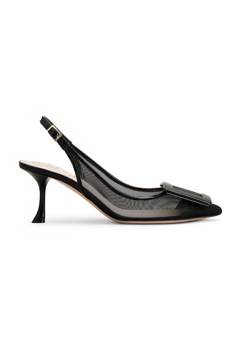 Roger Vivier - Viv In The City Mesh Slingback Pumps - Black - IT 39 - Moda Operandi