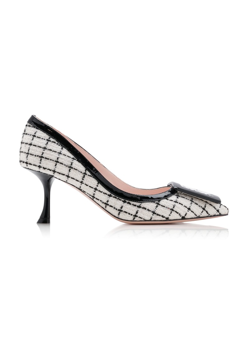 Roger Vivier - Viv In The City Patent Leather-Trimmed Tweed Pumps - Black/white - IT 36.5 - Moda Operandi