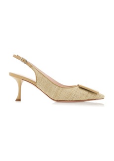 Roger Vivier - Viv In The City Woven Slingback Pumps - Tan - IT 38 - Moda Operandi