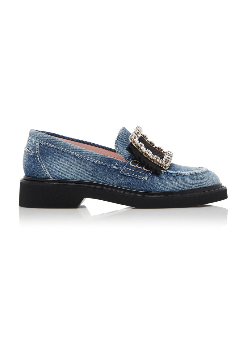 Roger Vivier - Viv Rangers Buckle Denim Loafers - Blue - IT 39 - Moda Operandi