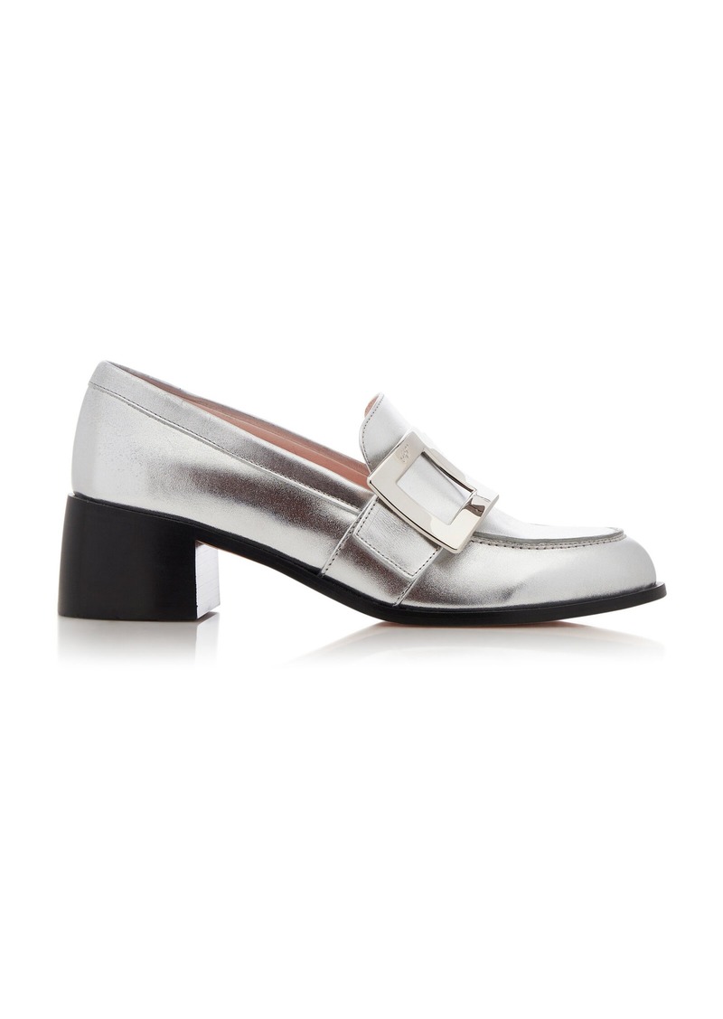 Roger Vivier - Viv' Rangers Buckle-Embellished Metallic Leather Loafers - Silver - IT 36 - Moda Operandi