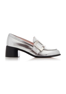 Roger Vivier - Viv' Rangers Buckle-Embellished Metallic Leather Loafers - Silver - IT 41 - Moda Operandi