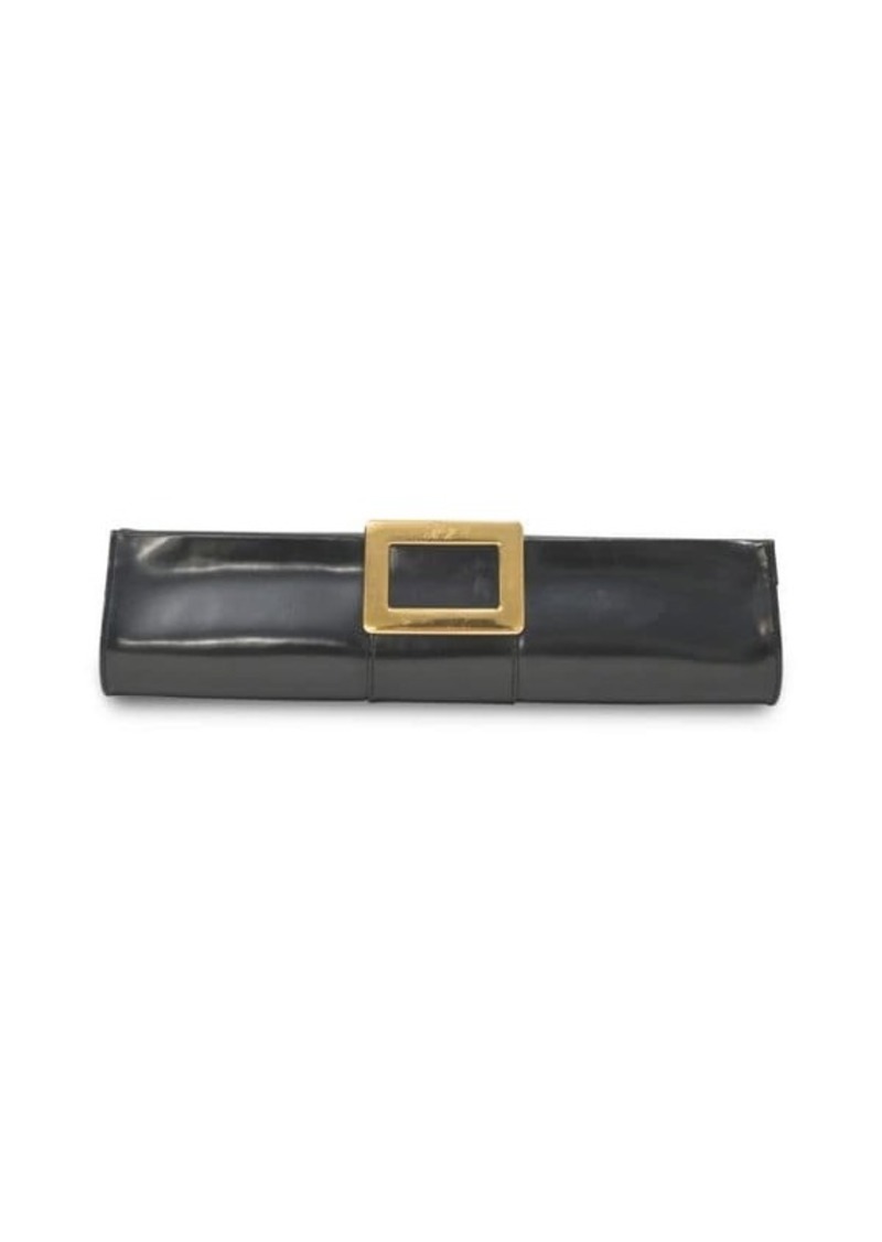 Roger Vivier Buckle Clutch In Black Leather