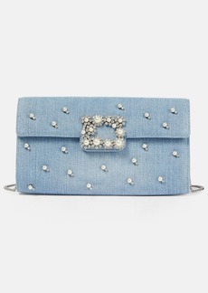 Roger Vivier - Jeu de Fille Strass Buckle Clutch Bag in Velvet, Black, Handbags