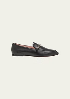 Roger Vivier Leather Strass Chain Slip-On Loafers