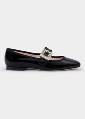 Roger Vivier Patent Crystal-Buckle Ballerina Flats