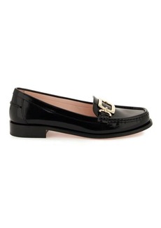 Roger vivier patent leather loafers with metal buckle