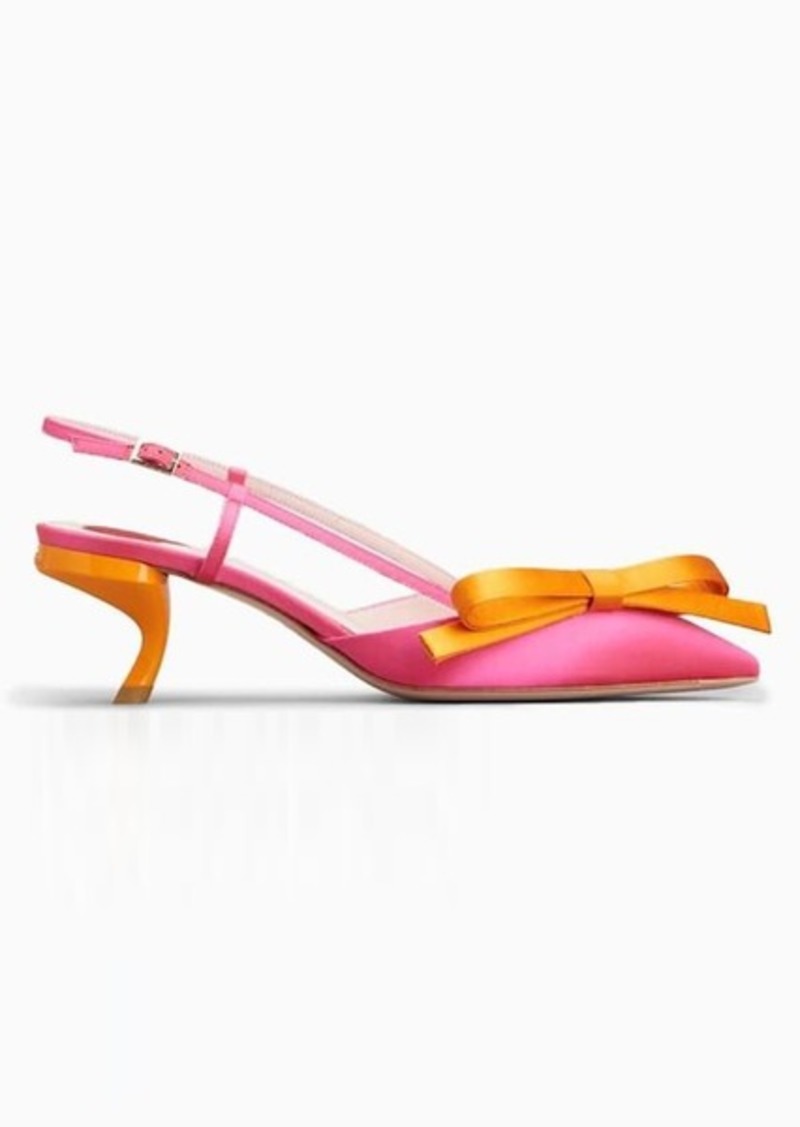 ROGER VIVIER Shiny pink/orange Virgule Bow slingback pumps