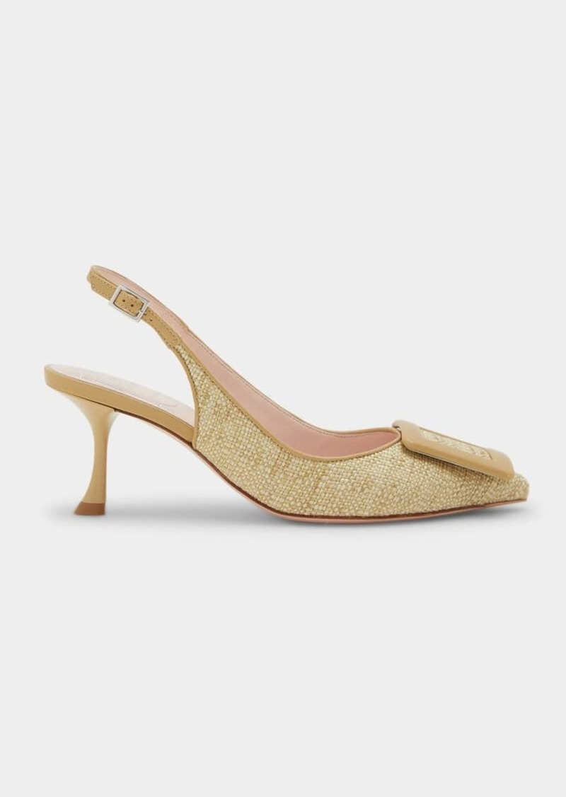 Roger Vivier Viv In The City Raffia Slingback Pumps