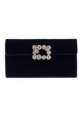 Roger Vivier Velvet Clutch W/embellished Buckle