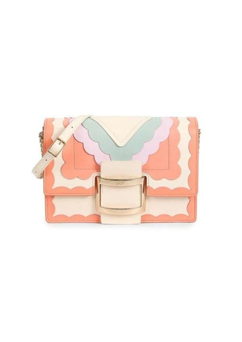 Roger Vivier Viv Scalloped Colorblock Leather Crossbody Bag