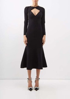 Roland Mouret - Detachable-sleeve Jersey Midi Dress - Womens - Black