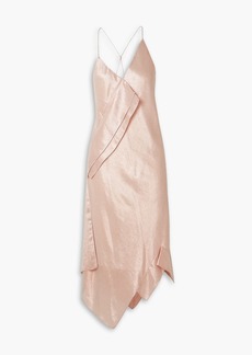 Roland Mouret - Jimboy asymmetric draped silk-blend lamé midi dress - Pink - UK 12