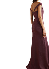 Roland Mouret - Ray off-the-shoulder metallic piqué gown - Purple - UK 16