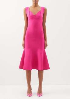 Roland Mouret - Sweetheart-neck Knitted-jersey Midi Dress - Womens - Pink