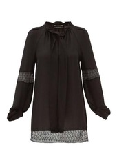 Roland Mouret Lolo lace-inset silk-georgette blouse