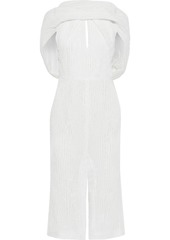 Roland Mouret Woman Belem Cape-effect Silk-cloqué Midi Dress White