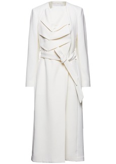 Roland Mouret - Edintore belted pleated wool-crepe coat - White - UK 18
