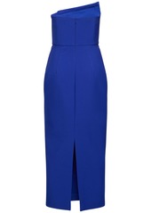 Roland Mouret Strapless Asymmetric Crepe Midi Dress