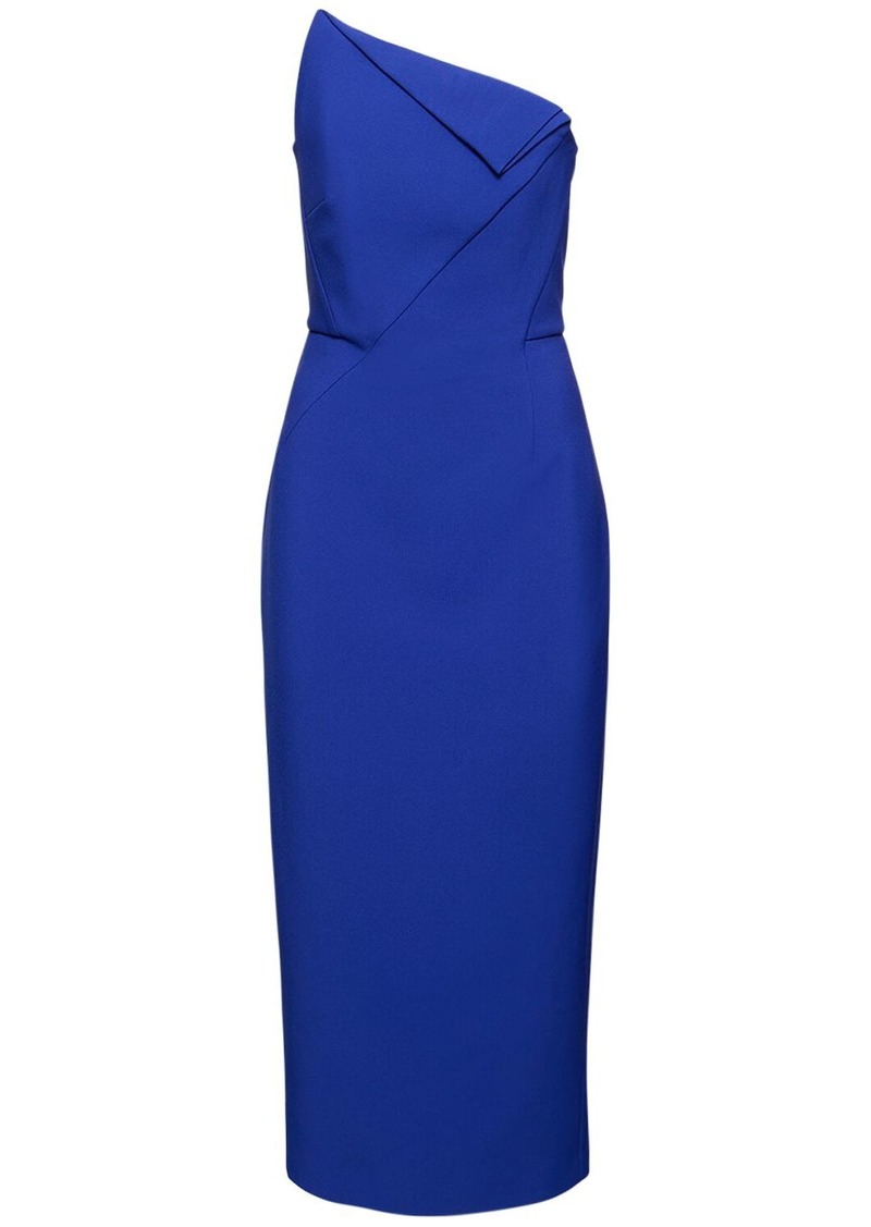 Roland Mouret Strapless Asymmetric Crepe Midi Dress