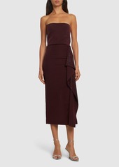 Roland Mouret Strapless Diamante Ruffle Midi Dress