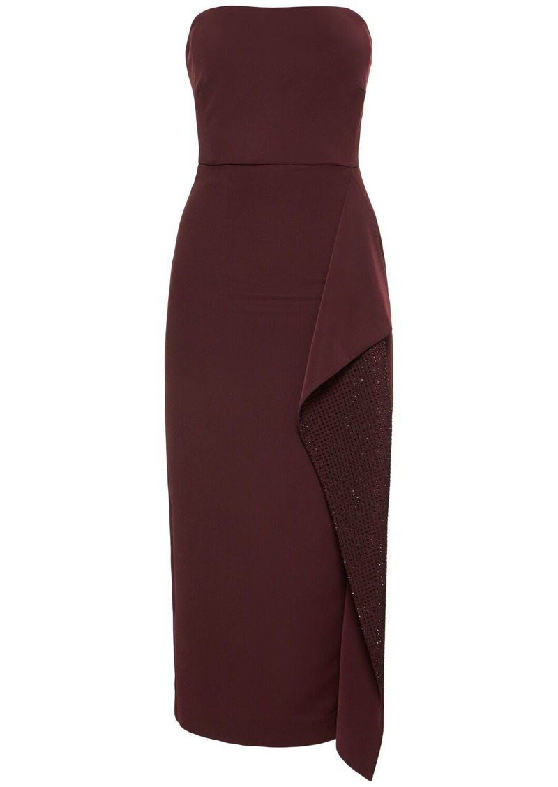 Roland Mouret Strapless Diamante Ruffle Midi Dress