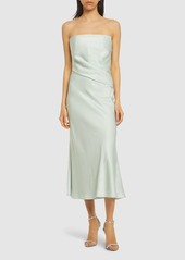 Roland Mouret Strapless Satin Crepe Midi Dress