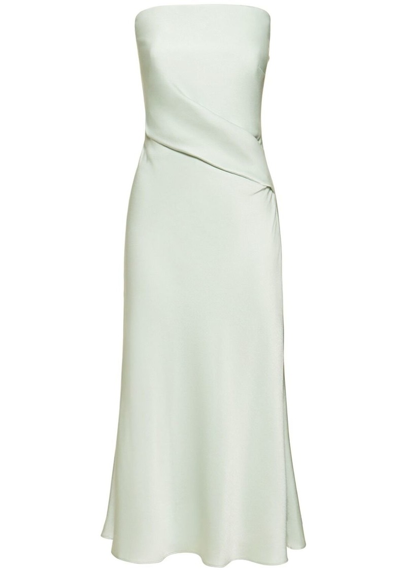 Roland Mouret Strapless Satin Crepe Midi Dress