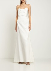 Roland Mouret Strapless Silk Satin Crepe Long Gown