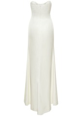 Roland Mouret Strapless Silk Satin Crepe Long Gown