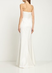 Roland Mouret Strapless Silk Satin Crepe Long Gown