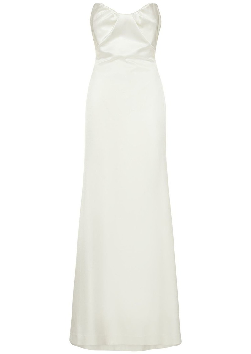 Roland Mouret Strapless Silk Satin Crepe Long Gown