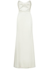 Roland Mouret Strapless Silk Satin Crepe Long Gown