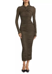 Ronny Kobo Derek Ruched Twist-Detail Maxi Dress