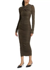 Ronny Kobo Derek Ruched Twist-Detail Maxi Dress