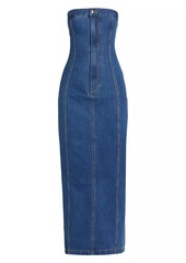 Ronny Kobo Leopol Denim Strapless Maxi Dress