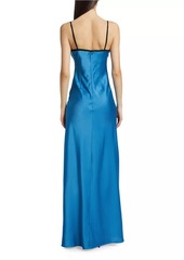 Ronny Kobo Malo Colorblocked Lace-Trimmed Satin Maxi Dress