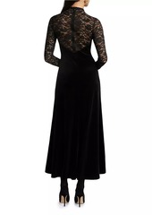 Ronny Kobo Martha Velvet-Lace Long-Sleeve Maxi Dress