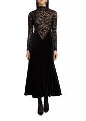 Ronny Kobo Martha Velvet-Lace Long-Sleeve Maxi Dress