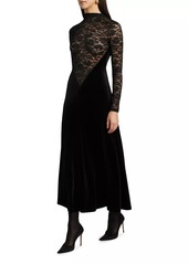 Ronny Kobo Martha Velvet-Lace Long-Sleeve Maxi Dress