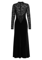 Ronny Kobo Martha Velvet-Lace Long-Sleeve Maxi Dress