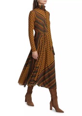 Ronny Kobo Noven Striped Mock-Turtleneck Midi-Dress